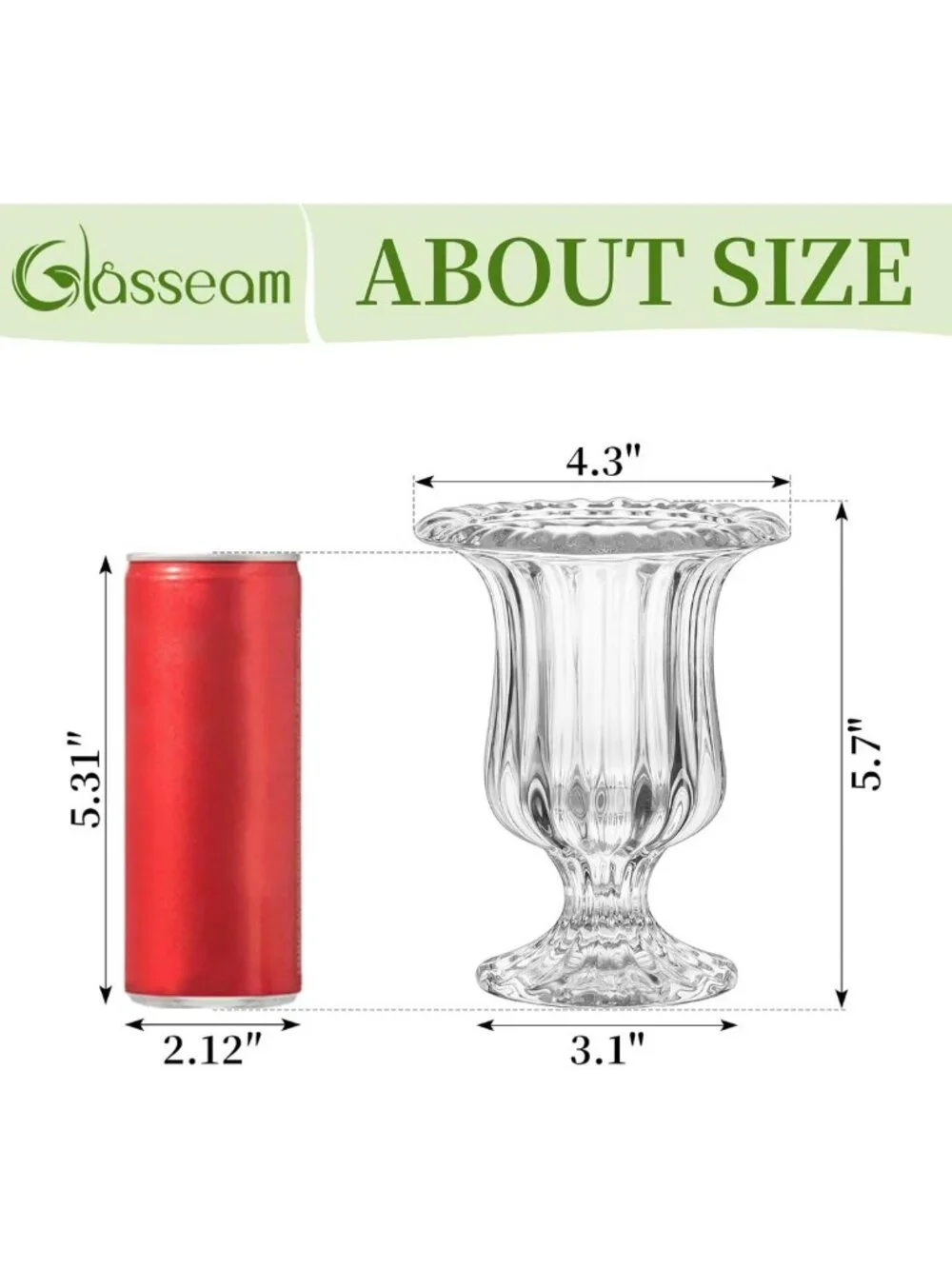 Set of 6 Small Ribbed Glass Pedestal Vases | Vintage Floral Centerpieces for